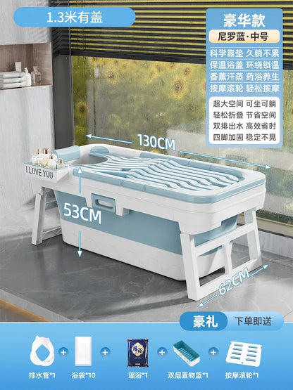 Portable Folding Bathtub for Adults hot Bath Spa Plastic Bathtubs Children Swimming pool Bucket Sauna Lid Cover House Bath Tub