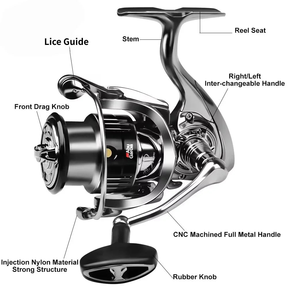 ABUG ARCIA  High Performance Fishing Reel, SWC1000-7000 Series , 12+1 Bearings, 4.7:1/5.5:1 Gear Ratio，Gift PE Fishing Line