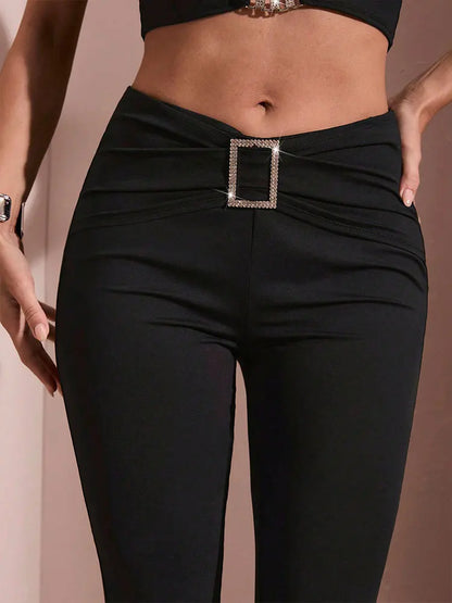 Summer New Women's Trousers Streetwear Fashion Sequined Pants Elegant Black Sexy Female Casual Slim Versatile Trousers Clothing