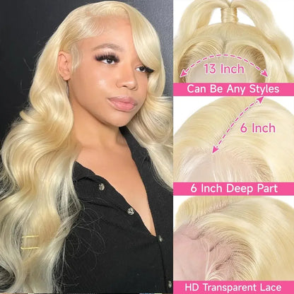 613 13x6 Lace Front Wig Human Hair 30 Inch HD Lace Frontal Wig Blonde Body Wave Lace Front Wigs Human Hair Pre Plucked Baby Hair