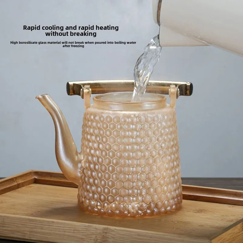 Hammer Japanese beam pot copper handle retro boiling teapot large capacity large hole sky pot high borosilicate glass teapot