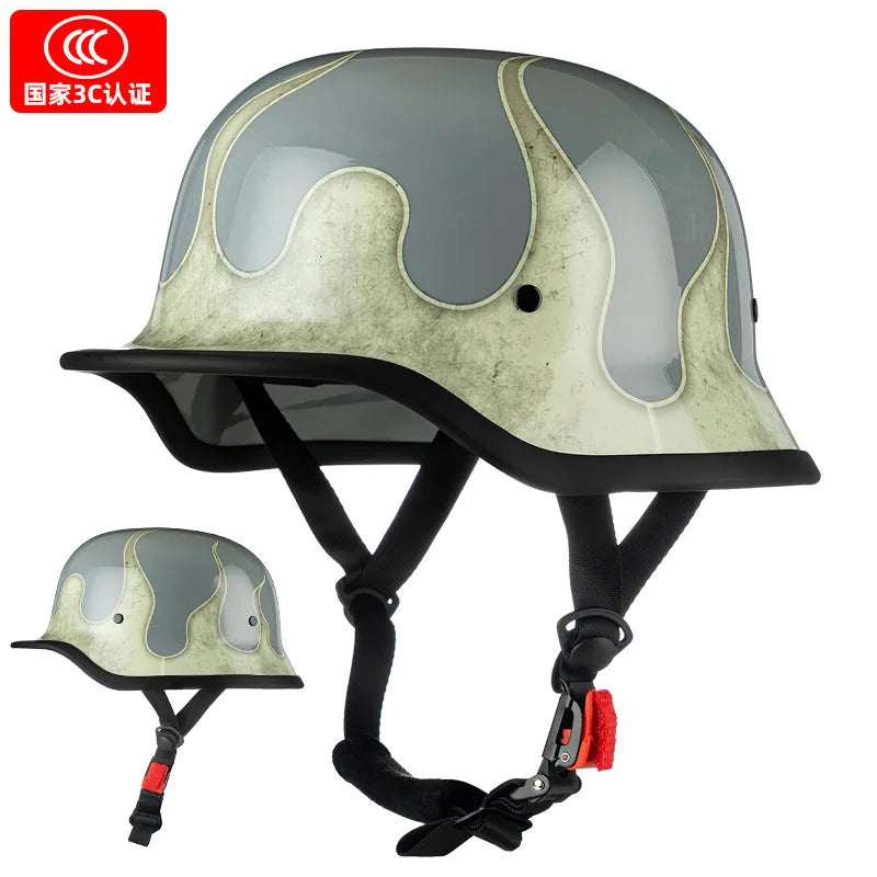German Soldier Helmet Motorcycle for Harley Retro Half Helmet Motorcycle Helmet Summer 3C Certification Scoop Helmet Cruise Car