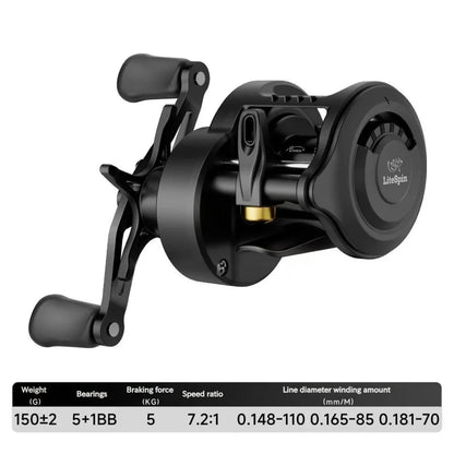 Smart DC Electronic Brake Drum Reel Anti Backlash Micro Lure Long Cast With Sound Alert 7.2:1 Gear Ratio 5kg Drag 5+1 Bearings