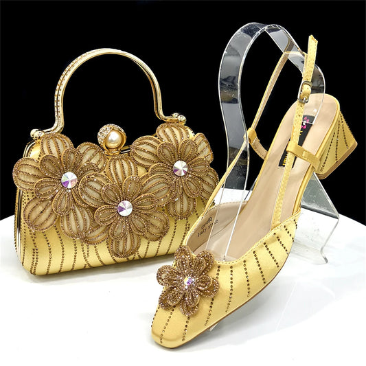 Doershow Italian Shoe and Bag Set New 2025 Women Shoes and Bag Set In Italy GREEN Italian Shoes with Matching Bag HW1-1
