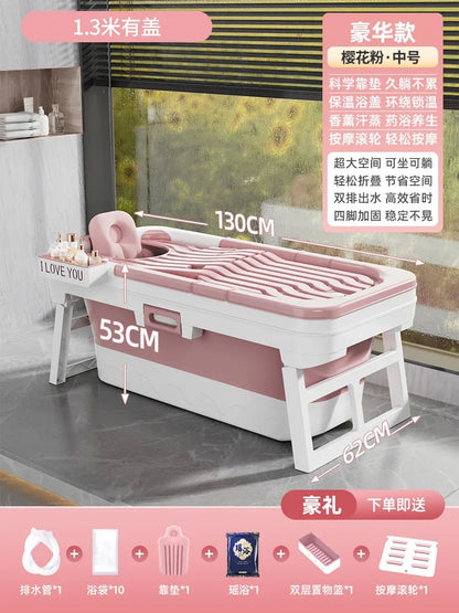 Portable Folding Bathtub for Adults hot Bath Spa Plastic Bathtubs Children Swimming pool Bucket Sauna Lid Cover House Bath Tub
