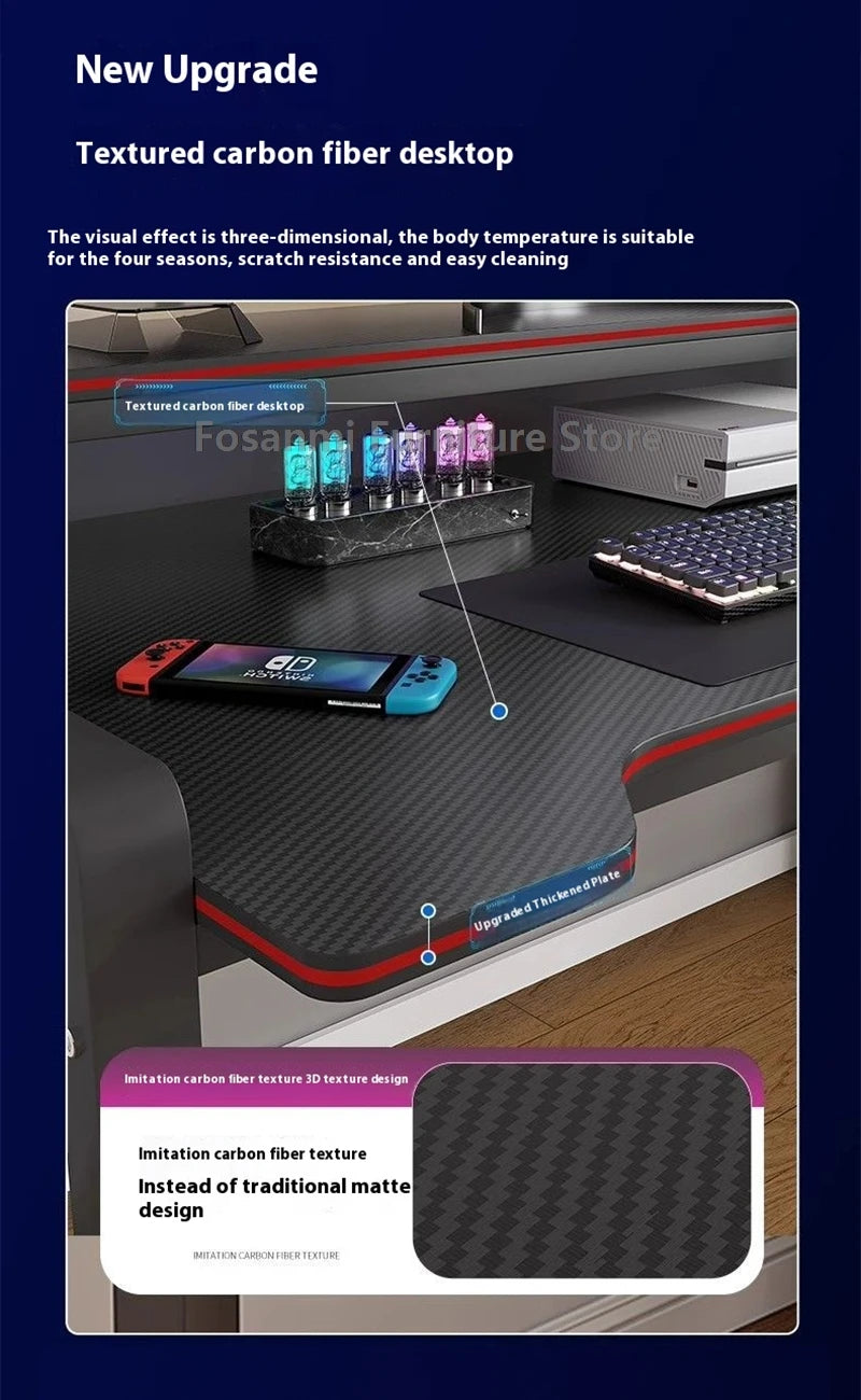 Wide Desktop Office Desk with Storage Shelf Modern Steel Frame Table for Bedroom Study Durable Computer Desks for Gaming Writing