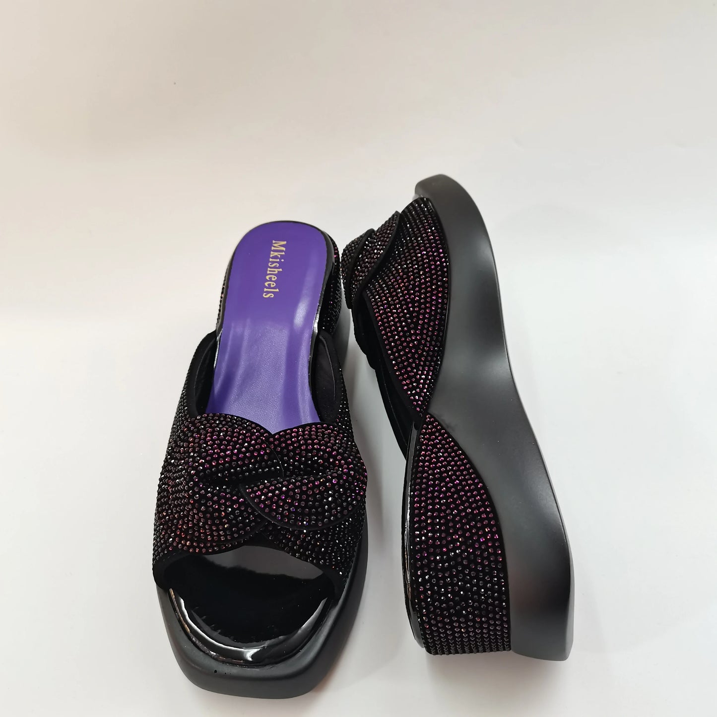 New Trendy Mid-heel Women's Sequins Slippers Outdoor Casual Slippers, High Quality Lady Party Shoes Elegant Shoes F5-1112-2