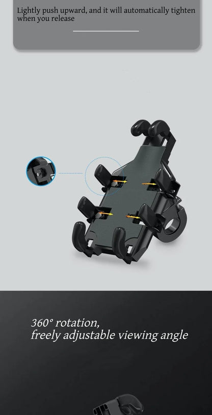 Motorcycle Phone Holder with 360° Rotation, Anti-Shake Motorcycle Phone Mount, Adjustable Handlebar Cellphone Holder for bikes