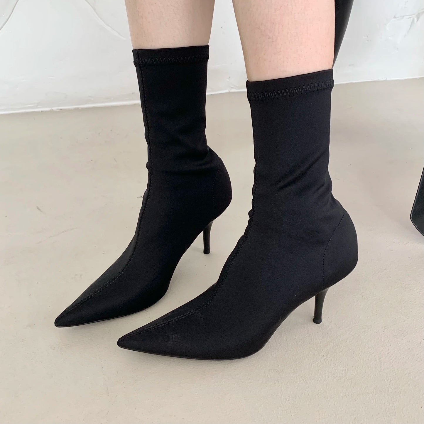 Eilyken New Spring Autumn Stretch Fabric Women Ankle Boots Sexy Pointed Toe High Heels Fashion Female Socks Pumps Shoes