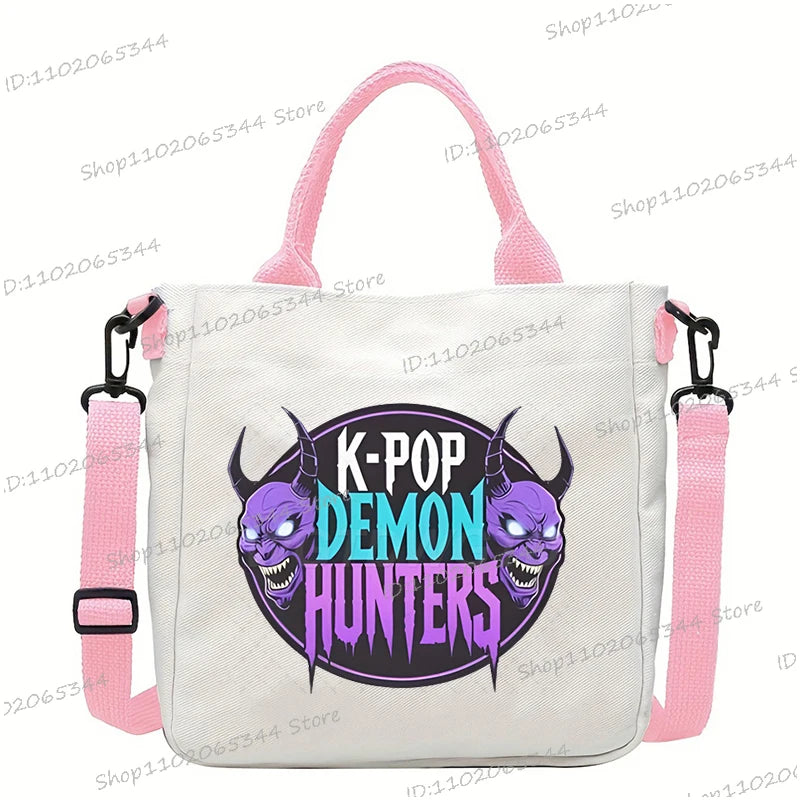 Y2K Anime Cartoon Print Women Canvas Strap Shoulder Bag Fashion Cartoon Anime Crossbody Bags Student Teenage Handbags