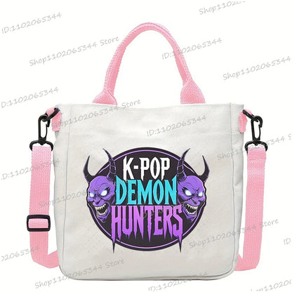 Y2K Anime Cartoon Print Women Canvas Strap Shoulder Bag Fashion Cartoon Anime Crossbody Bags Student Teenage Handbags