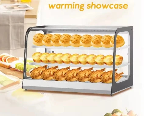 Counter Curve Glass Pizza Chicken Pie Commercial Food Warmer Electric Display Showcase Bakery Snack Food Chicken