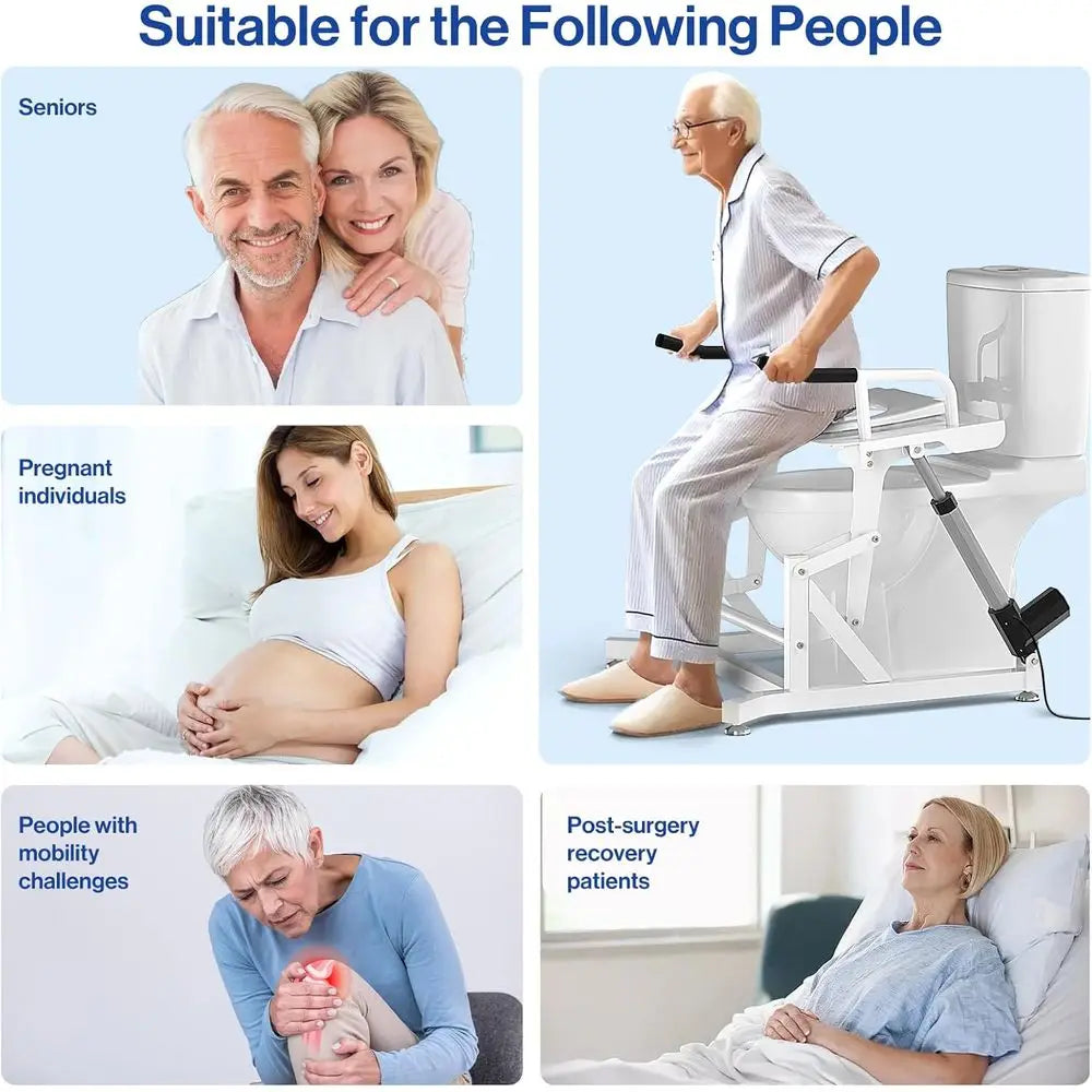 Electric Toilet Lift Seat - Powered Toilet Seat Risers with Handles for Seniors and Disabled, Height Adjustable, Support to 330l