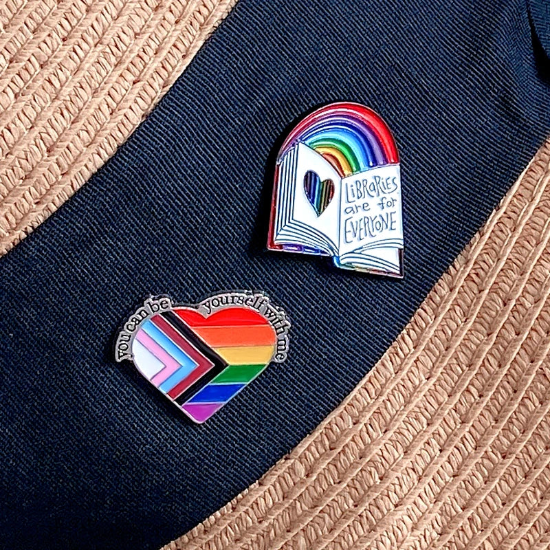 Rainbow Heart Enamel Pin Pride Tooth Book Cats Brooches Collar Badge LGBTQ Love is Love Gay Lesbian Jewelry Gift