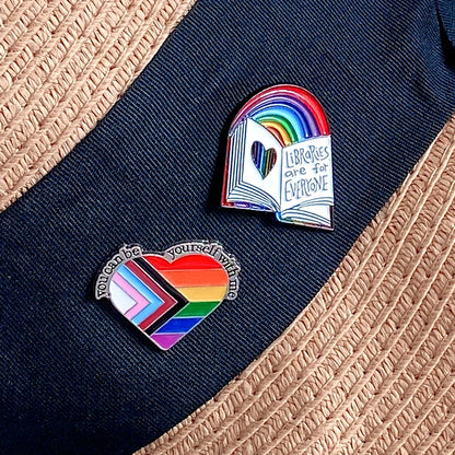 Rainbow Heart Enamel Pin Pride Tooth Book Cats Brooches Collar Badge LGBTQ Love is Love Gay Lesbian Jewelry Gift