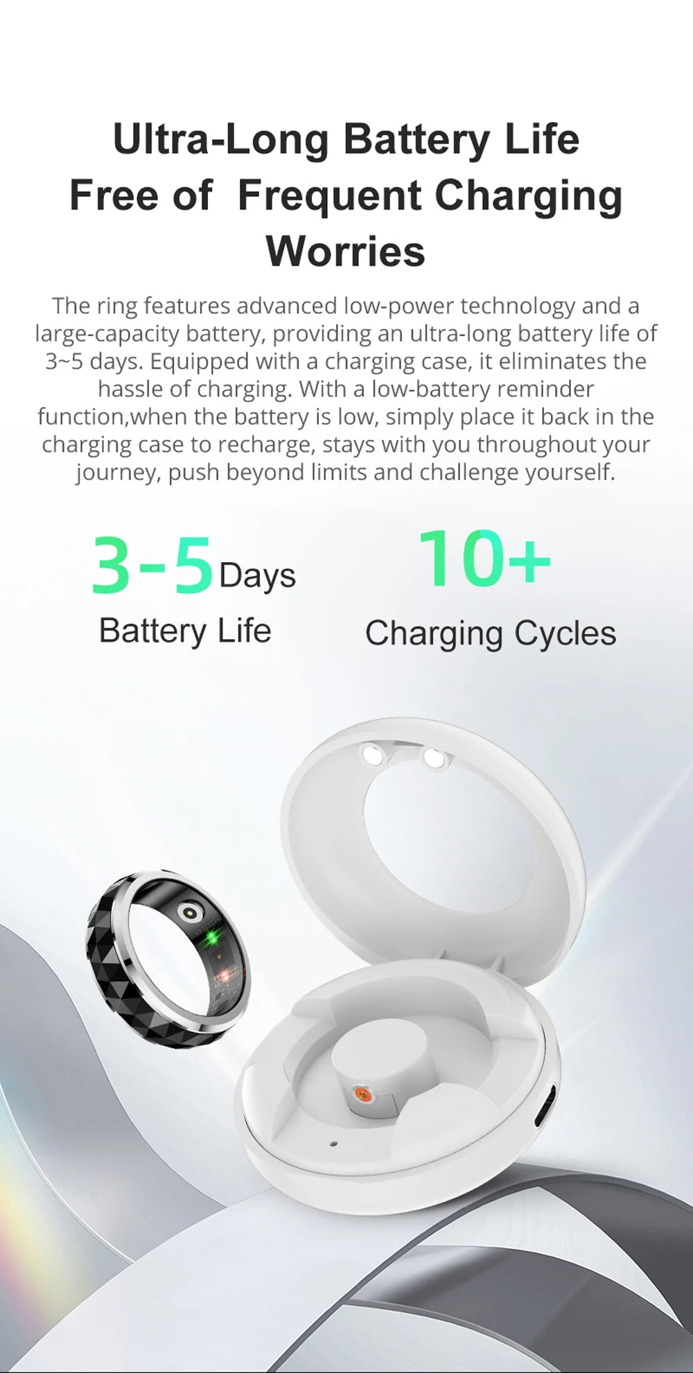 2026 New  Smart Ring, Fidget Spinner Anxiety Relieve Ring with Charging Case for Men, Health and Sleep Monitor, 5ATM Waterproof
