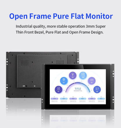 Flat True Capacitive Touch Screen Monitor 18.5 Inch 1920*1080 Open Frame Industrial Waterproof Display With VGA HDMI USB Input