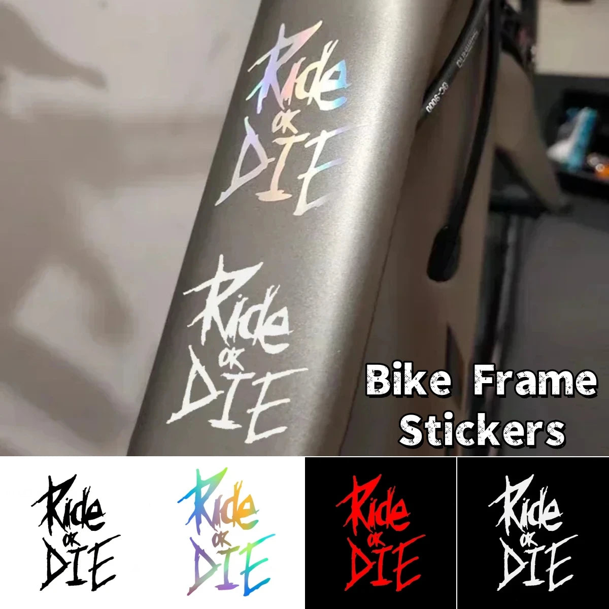 Ride or Die Bike Frame Stickers Bicycle Top Tube Waterproof Decals for MTB Bicycle Decorative Frame Bike Motorcycle Accessories