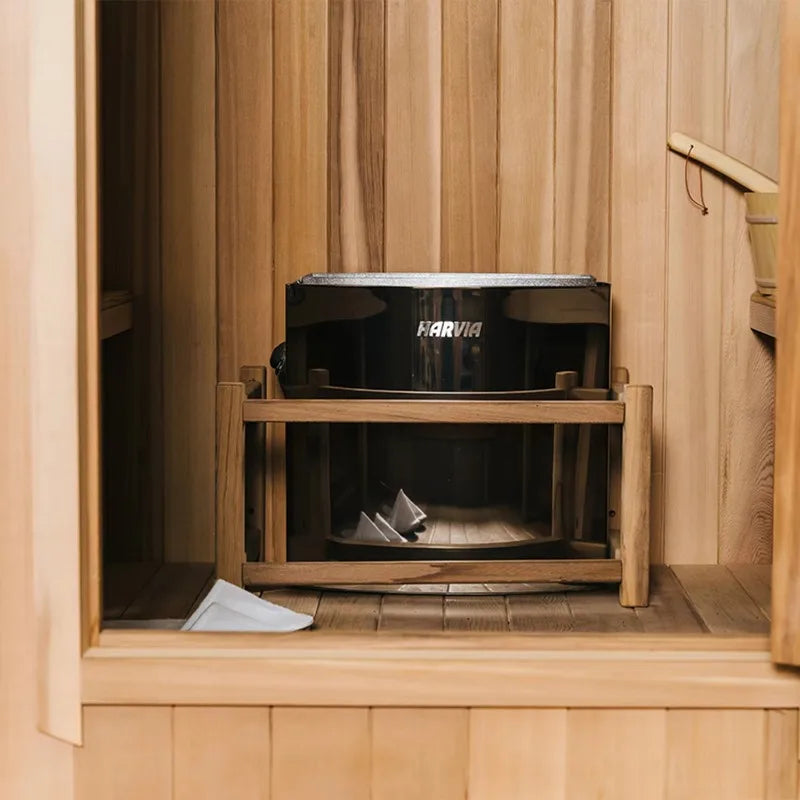 Customizable 6 Person Outdoor Sauna with Hot Tub Canadian Hemlock Wood Traditional Steam Sauna with Jacuzzi for Resort