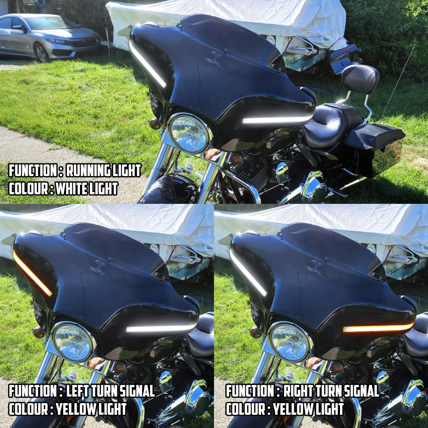 Motorcycle Front Headlight Fairing With LED Light Batwing Outer Cowl Cover For Harley Touring Street Electra Glide Ultra 2014-24