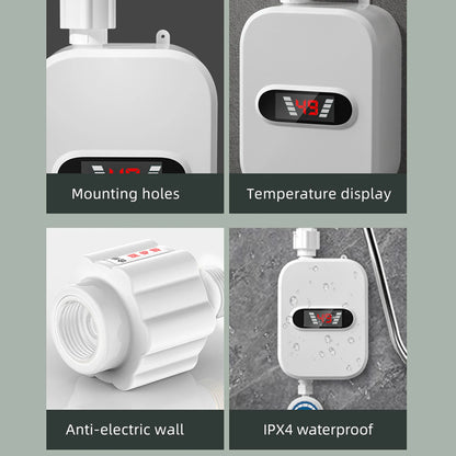 Small Instant Electric Water Heater LCD Temperature Display IPX4 Quick Heating Shower Water Heating Device Set