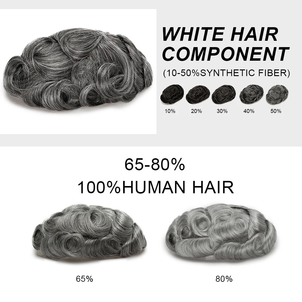 EVASFOS 0.02-0.04mm Super Thin Skin Men's Toupee Natural European Human Hair Male Wig Prosthesis Hair System For Men