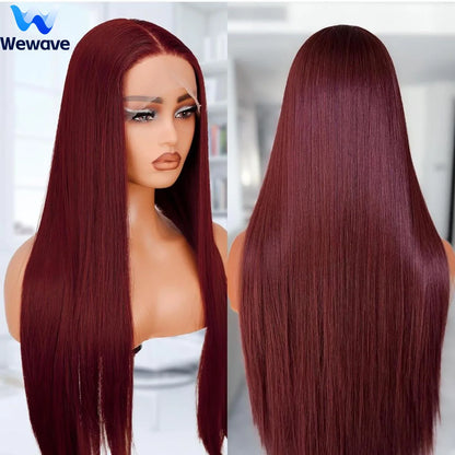 Bone Straight Human Hair Wigs Burgundy 13x6 Hd Lace Frontal Human Hair Wig 99j 13x4 Hd Lace Wigs 200% High Density 36 Inch