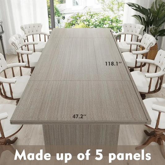Dining Table for 10-12 People, 118-Inch Rectangular Wood Kitchen Table with Thicken Tabletop, Heavy Duty Office, Customized