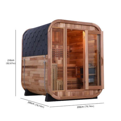 Customizable 3 Person Mini Outdoor Barrel Sauna Red Cedar Wood Dry Steam Sauna Room with Electric Sauna Heater for Cabin