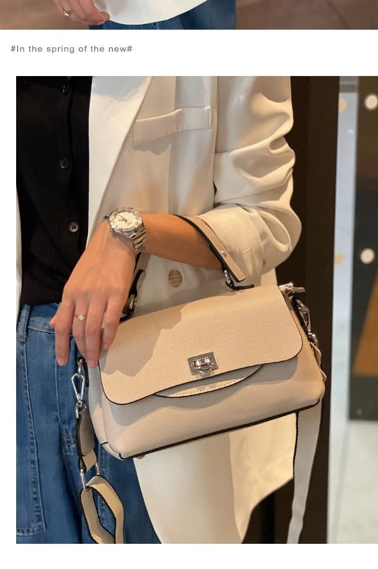luxury handbags female crossbody bags Vintage Genuine leather one piece shoulder bag small square bag for women cowhide Blue bag