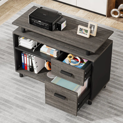 Tribesigns 63 Inch Executive Desk with File Cabinet, Large Office Desk L Shaped Computer Desk with Drawers and Storage Shelves