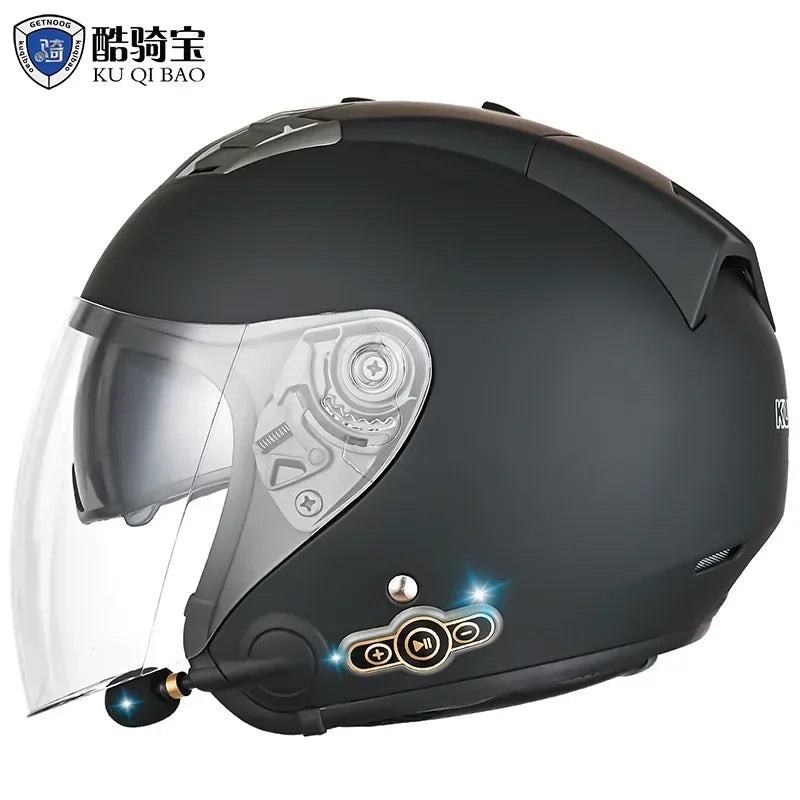 HOT DOT Approved Open Face 3/4 Motorcycle Helmet with Build-In Bluetooth Headset Earphone and Detachable Liner for honda