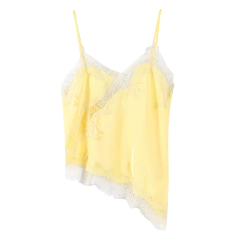Sexy Floral Lace Satin Patchwork Camisole Vest For Women Summer Y2K Sleeveless Backless Tank Holiday Evening Party Lady Chic Top
