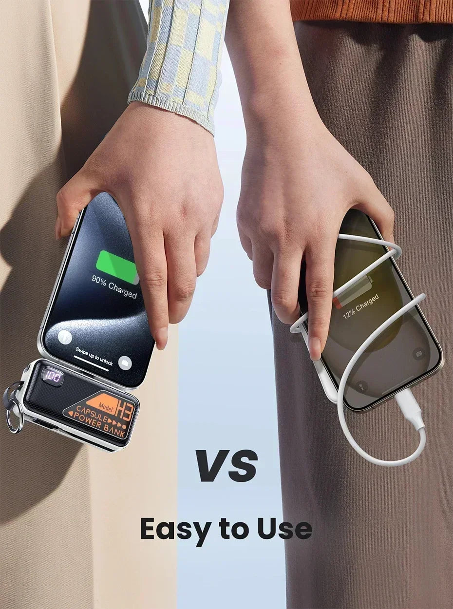 20000mAh Mini Power Bank PD20W Fast Charging Comes with Cable Digital Display PowerBank for IPhone13 14 15 16 Samsung and Xiaomi