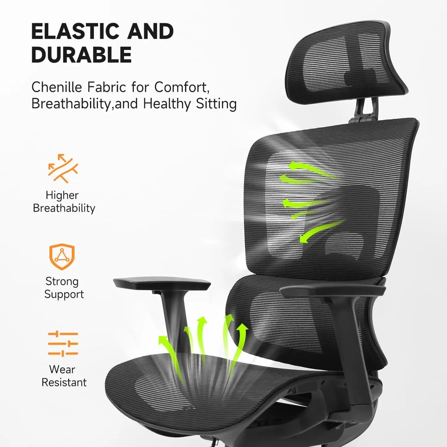 Office Ergonomic Chair for Big and 6'5" Tall Max,400Lbs Computer Desk Heavy-Duty Office Gaming Chair with High-Back Design EC20