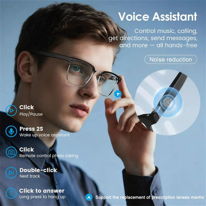 LIGE New 800W Pixel Camera Smart Glasses Men 4K Video Recording AI Photo Recognition Bluetooth Call Voice Translation Sunglasses