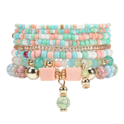Bohemian Stackable Bead Bracelets for Women Stretch Multilayered Bracelet Set Multicolor Jewelry