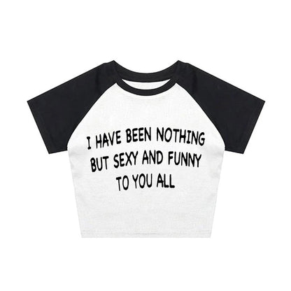 Japanese 2000s Style Y2k Crop Top Sexys T-shirt Vintage Goth Letter Summer Woman Korean Popular Streetwear Tanks & Camis Clothes
