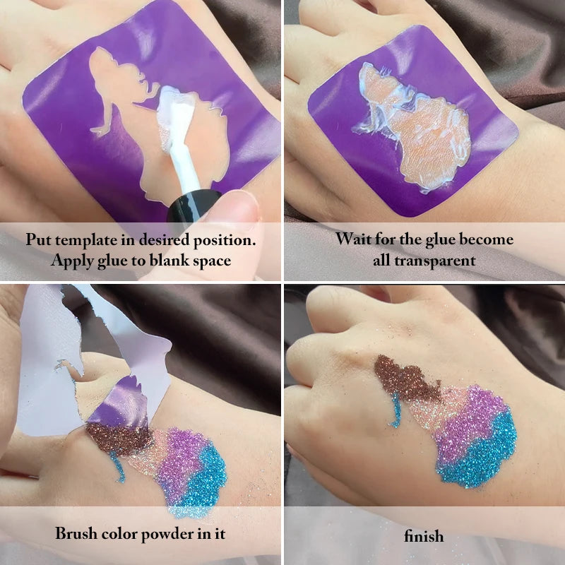 Body & Face Glitter Adhesive Gel Makeup-Waterproof Long-Lasting Glitter Primer for Sparkling Tattoos gel,Body Art for Parties