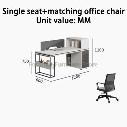 Office Staff Work Desk and Chair Sets Modern Computer Desks with Storage Drawn and Screen Home Furniture Swivel Chairs Table Set