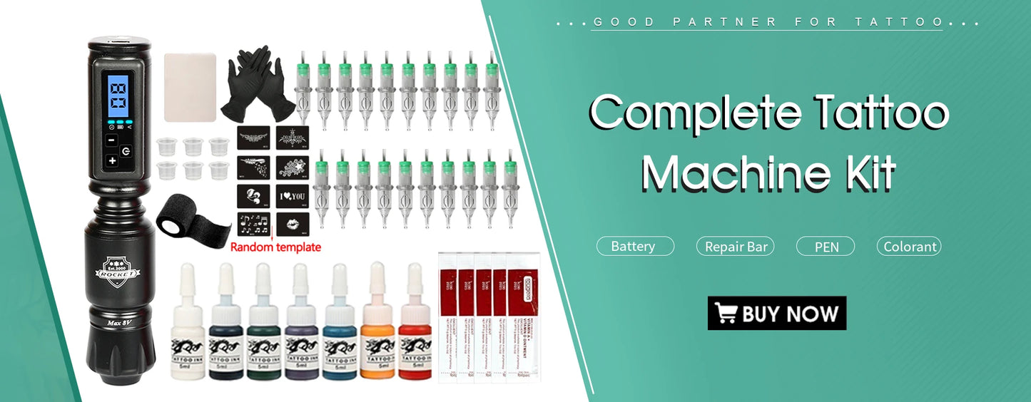 Large Color Screen Digital Display YILONG Wireless Tattoo Pen New Permanent Makeup Tattoo Machine with 1500MAH Power Tattoo Gun