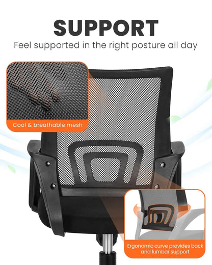 Office Desk Computer Chair Ergonomic Mesh Gaming Mid Back Seat with Comfy Lumbar Support Adjustable Height Swivel, Customized
