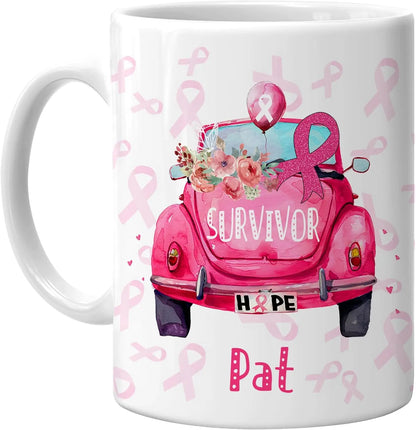 Personalized Breast Cancer Awareness Mug Gifts for Women - Birthday Christmas Gifts For Breast Cancer Warriors Survivors