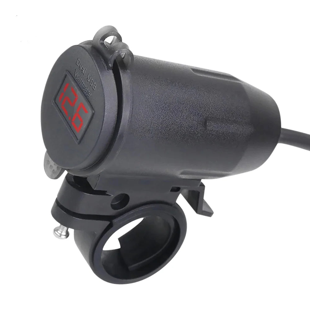 Motorcycle Modified Charger Fast Charger Dual QC3.0 USB LED Voltmeter Display Dual USB Charger Socket Motorcycle and Bicycle Acc