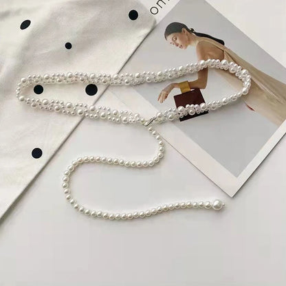 100cm Temperament Elegant Pearl Belt Waist Belt Female Girls Dress Crystal Strap Pearl Wedding Chain Belts Girl Accessories