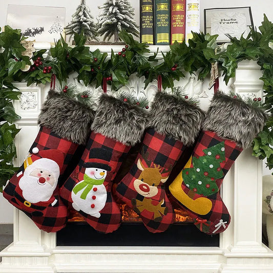 Christmas Stocking Gift Candy Bag Large Capacity Nonwoven Holder Xmas Decorations For Home Navidad 2025 New Year Oversize Sock