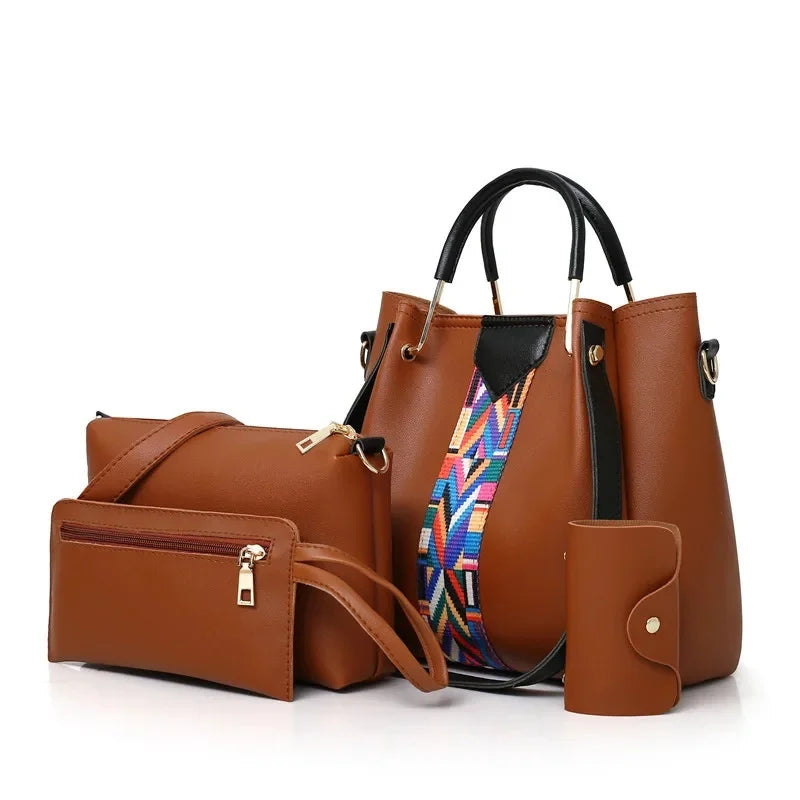 Fashionable Women's Shoulder Bag Hot Sale Of The Season New Style Mother-Child Multi-piece Set Colorful Ribbon Ladies Handbag Si