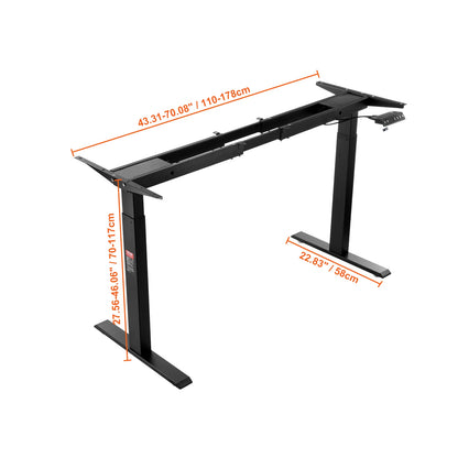 SucceBuy Standing Desk Frame  Electric Stand Up Computer Desk Legs Ergonomic DIY Workstation Base for Home Office Black white