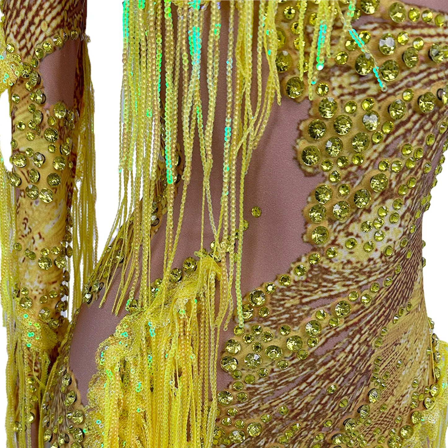 Sparkly Sequins Tassel One Shoulder Tight Bodysuit Women Dance Leotard Outfit Nightclub Bar Performance Costume Stage Wear Duxiu