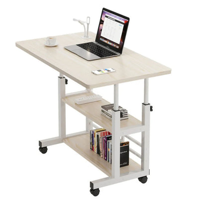 Multi-Layer Standing Desk Height Adjustable Wooden Computer Desk Workstation Work Table Bedside Table for Home Office